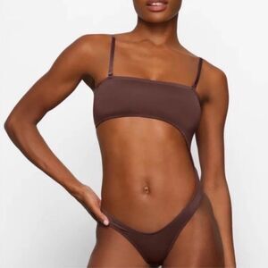 NWT SKIMS Strapless Monokini Cheeky One Piece Swimsuit in Cocoa Brown